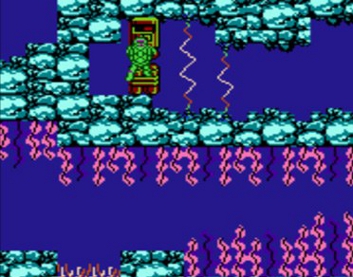 Teenage Mutant Ninja Turtles screenshot of that damned dam level, complete with the deadly seaweed BS and deadly electric bolts to send our terrific turtles to a watery grave