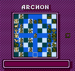 Archon screenshot of the very chess-like board where wizards and dragons gather to do battle instead of pawns and bishops