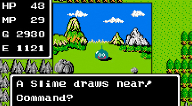 Dragon Warrior screenshot where a slime draws near